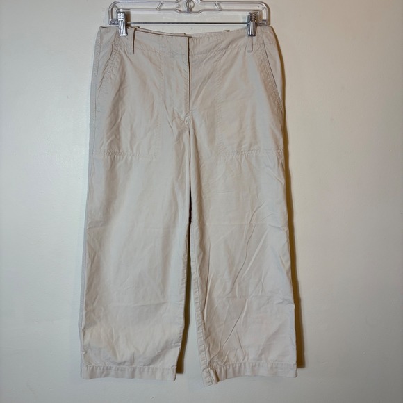 Talbots Pants - Talbots Heritage Beige Crop Wide Leg‎ Pants Women's Size 6 Casual Comfy